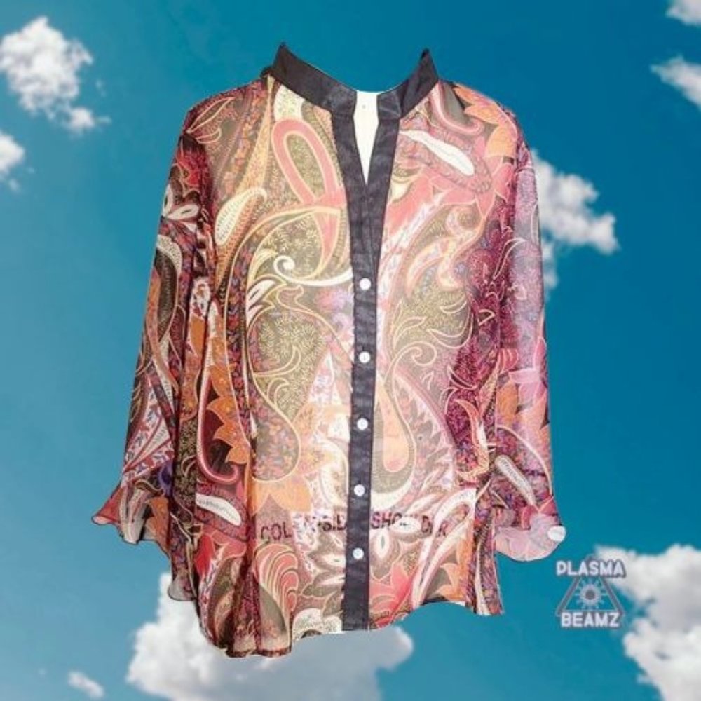 Investments Sheer Paisley Flutter Button-Down XL